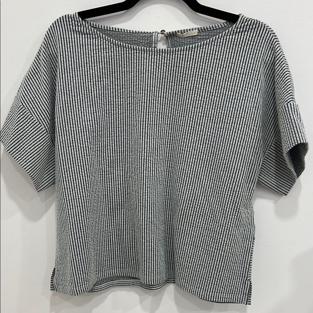 Gray Dolman Sleeve Boxy Ribbed T-Shirt
